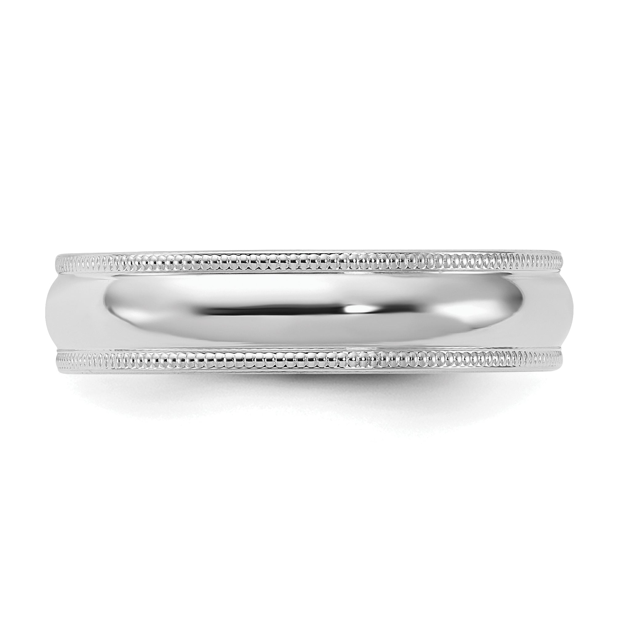 Sterling Silver Rhodium-plated 5mm Comfort Fit Milgrain Band