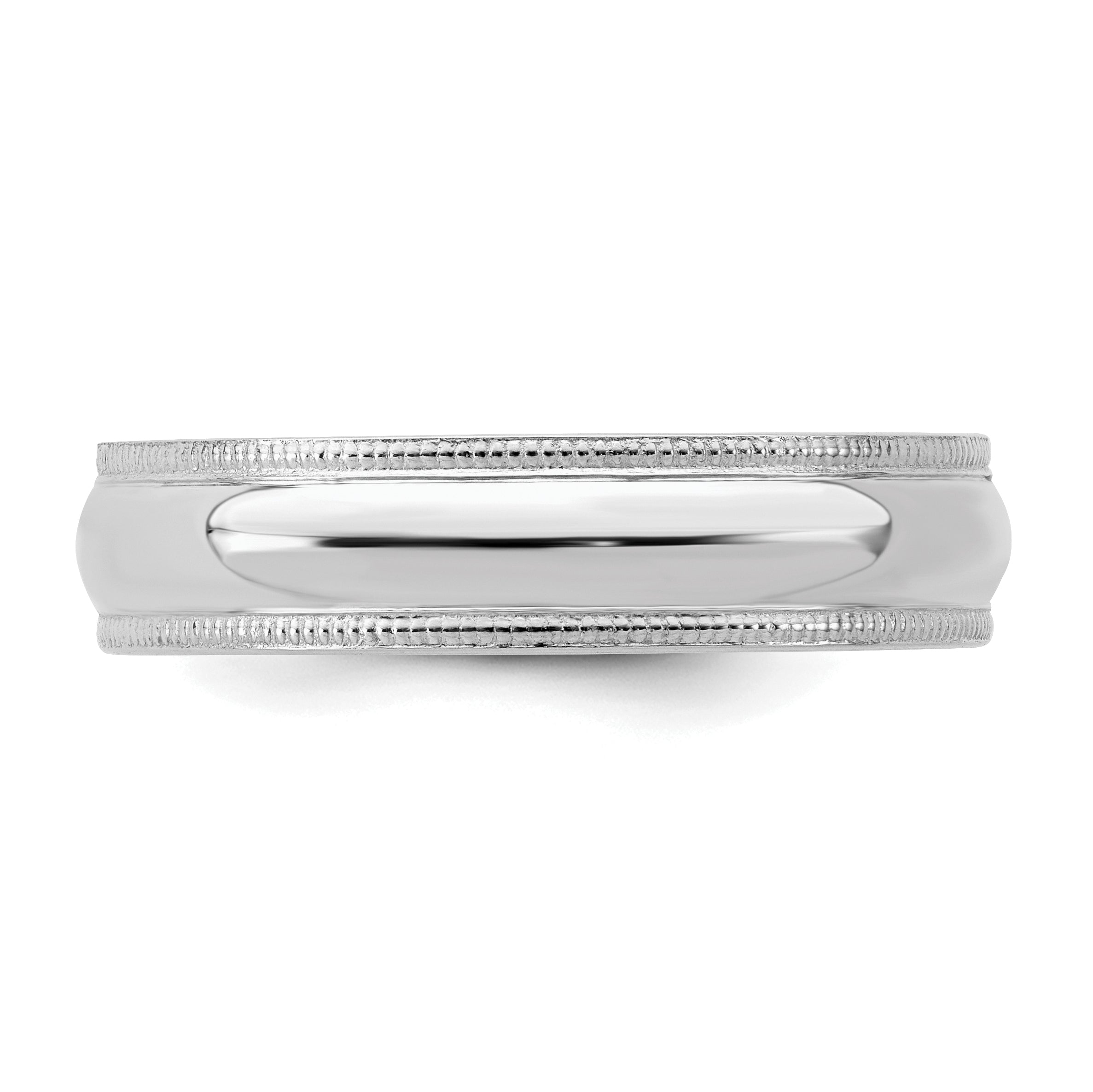 Sterling Silver Rhodium-plated 5mm Comfort Fit Milgrain Size 13.5 Band
