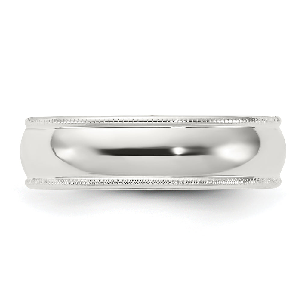 Sterling Silver 6mm Comfort Fit Half Round Milgrain Band