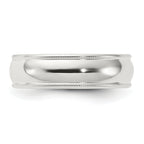 Sterling Silver 6mm Comfort Fit Half Round Milgrain Band