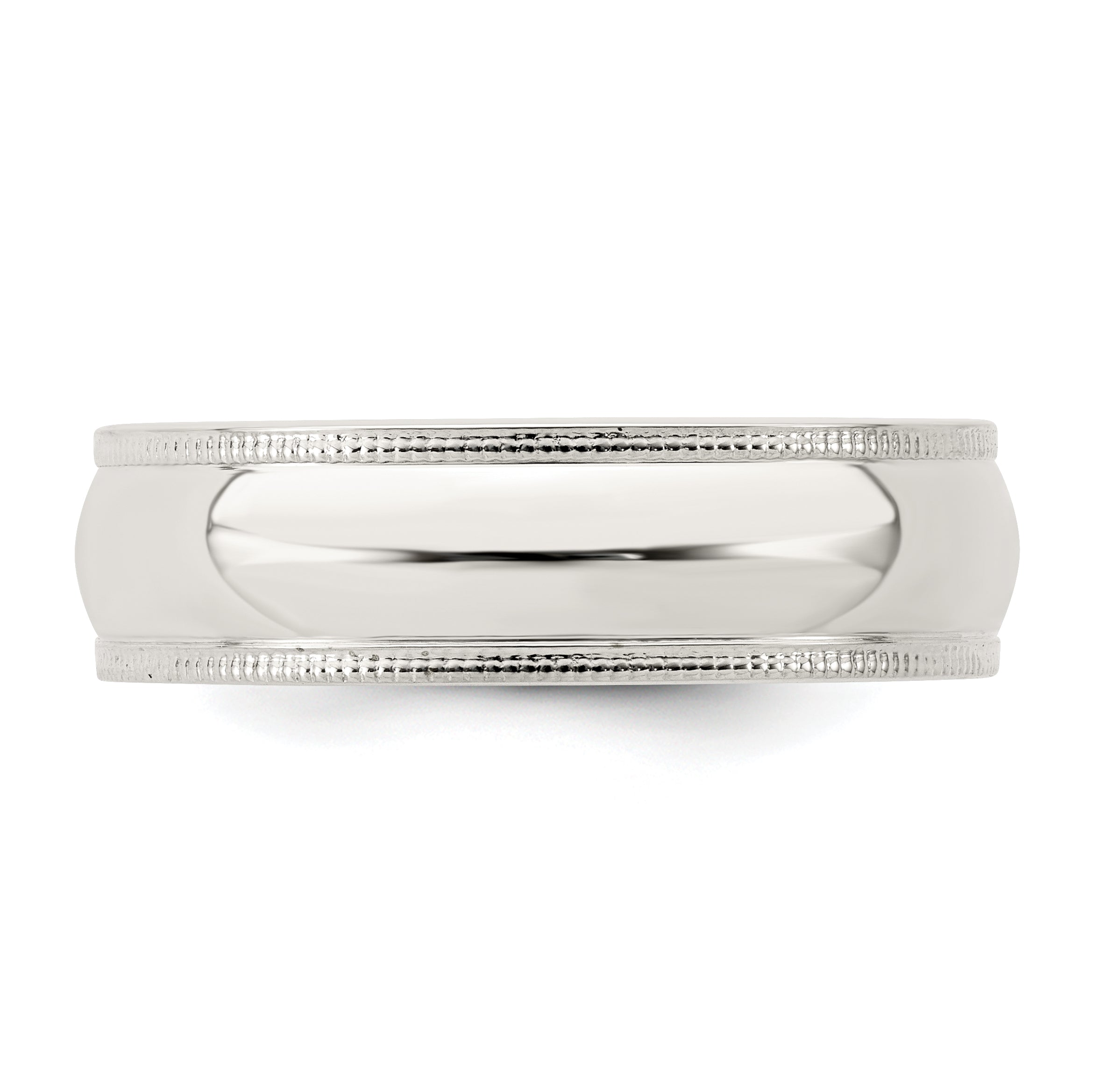 Sterling Silver Rhodium-plated 6mm Comfort Fit Milgrain Size 13 Band