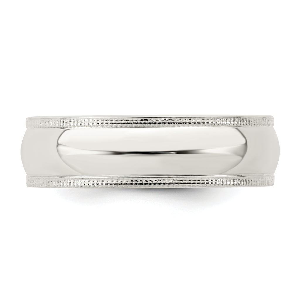 Sterling Silver 6mm Comfort Fit Half Round Milgrain Band