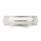 Sterling Silver Rhodium-plated 6mm Comfort Fit Milgrain Band