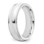 Sterling Silver Rhodium-plated 6mm Comfort Fit Milgrain Band