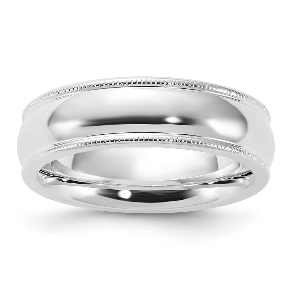 Sterling Silver 6mm Comfort Fit Half Round Milgrain Band