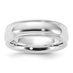 Sterling Silver 6mm Comfort Fit Half Round Milgrain Band