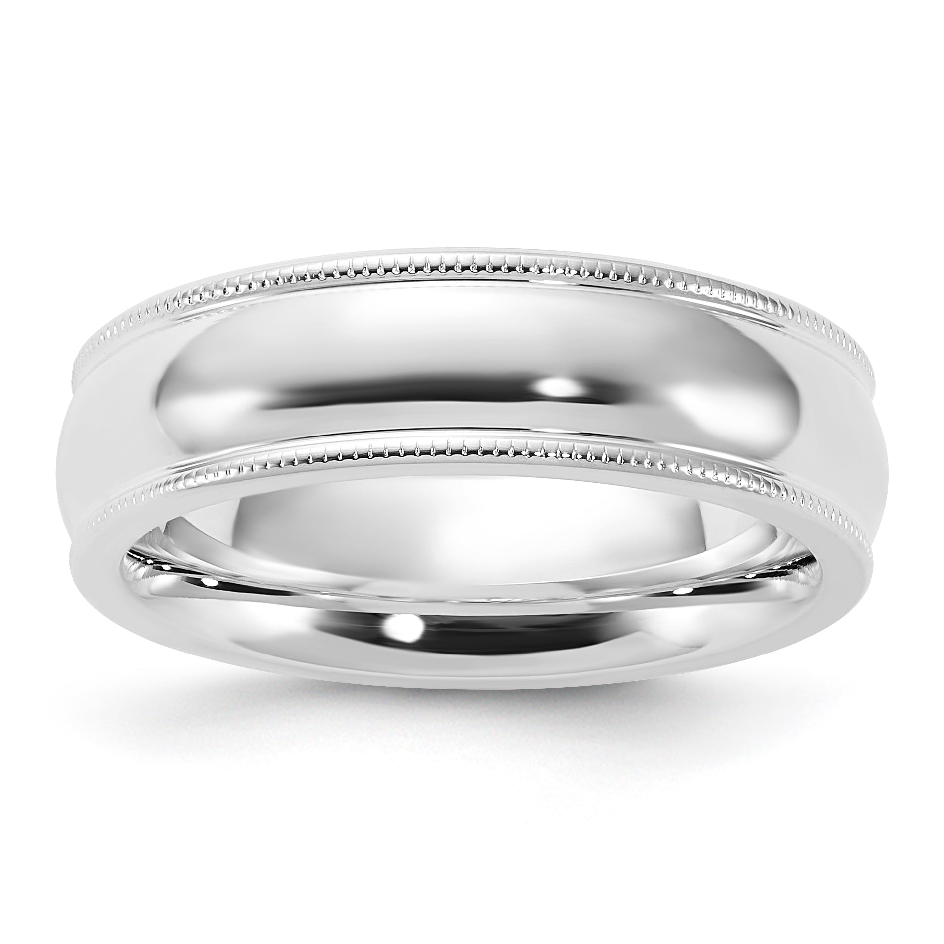 Sterling Silver 6mm Comfort Fit Half Round Milgrain Band