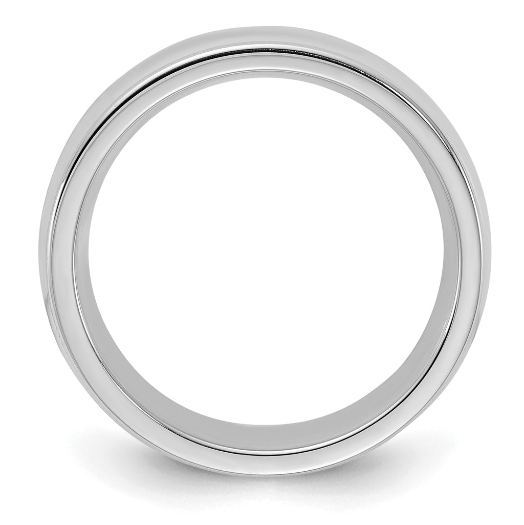 Sterling Silver Rhodium-plated 6mm Comfort Fit Milgrain Band