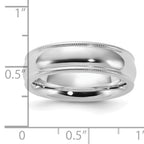 Sterling Silver Rhodium-plated 6mm Comfort Fit Milgrain Band