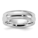 Sterling Silver Rhodium-plated 6mm Comfort Fit Milgrain Band