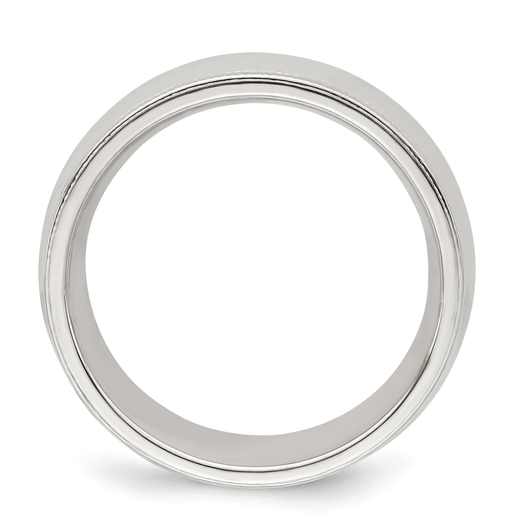 Sterling Silver Milgrain Half-Round Comfort-Fit Wedding Band 7mm