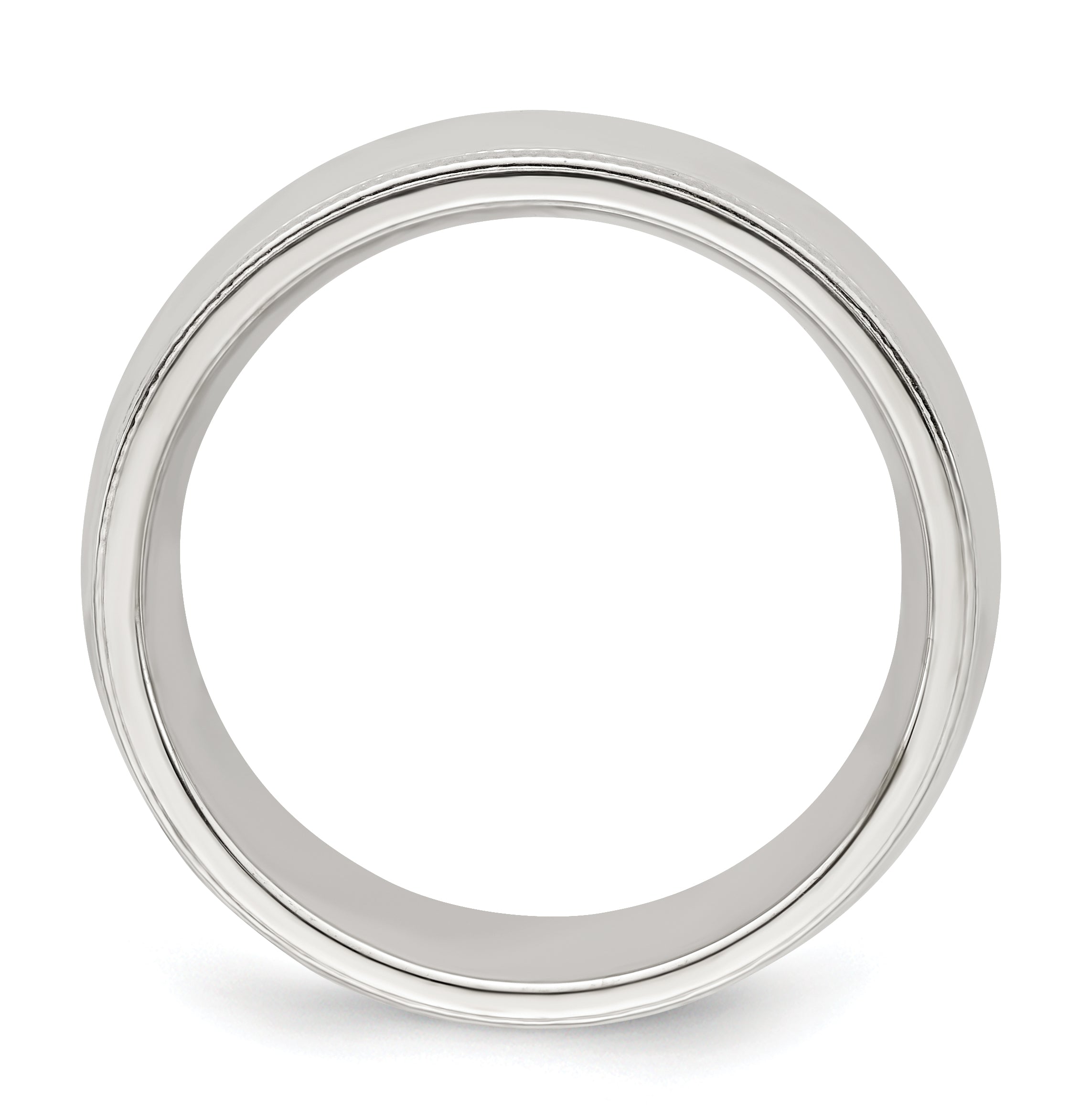 Sterling Silver Milgrain Half-Round Comfort-Fit Wedding Band 7mm