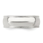 Sterling Silver 7mm Comfort Fit Half Round Milgrain Band