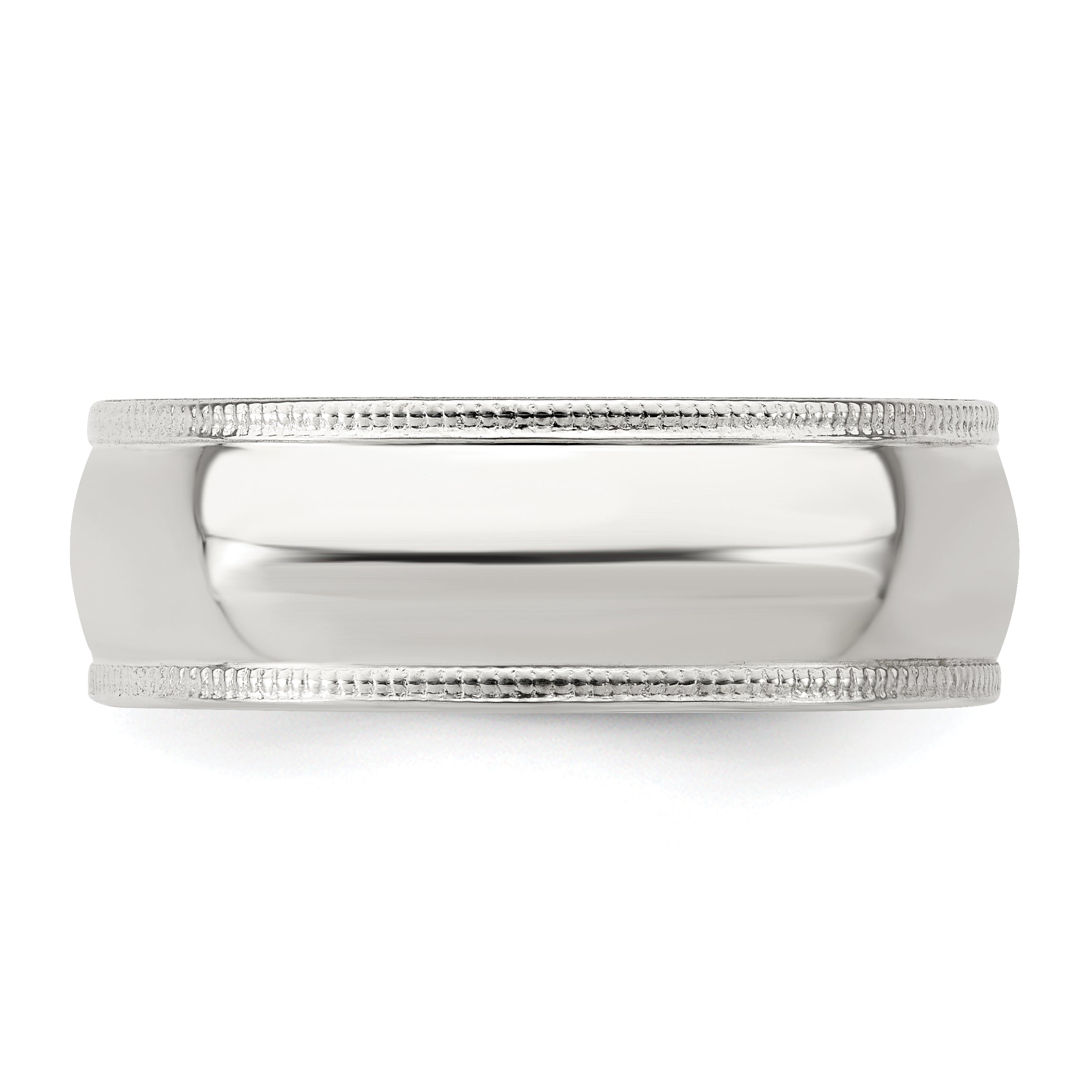 Sterling Silver Milgrain Half-Round Comfort-Fit Wedding Band 7mm