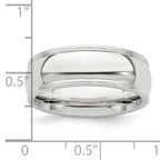 Sterling Silver 7mm Comfort Fit Half Round Milgrain Band