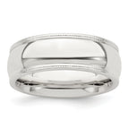 Sterling Silver 7mm Comfort Fit Half Round Milgrain Band