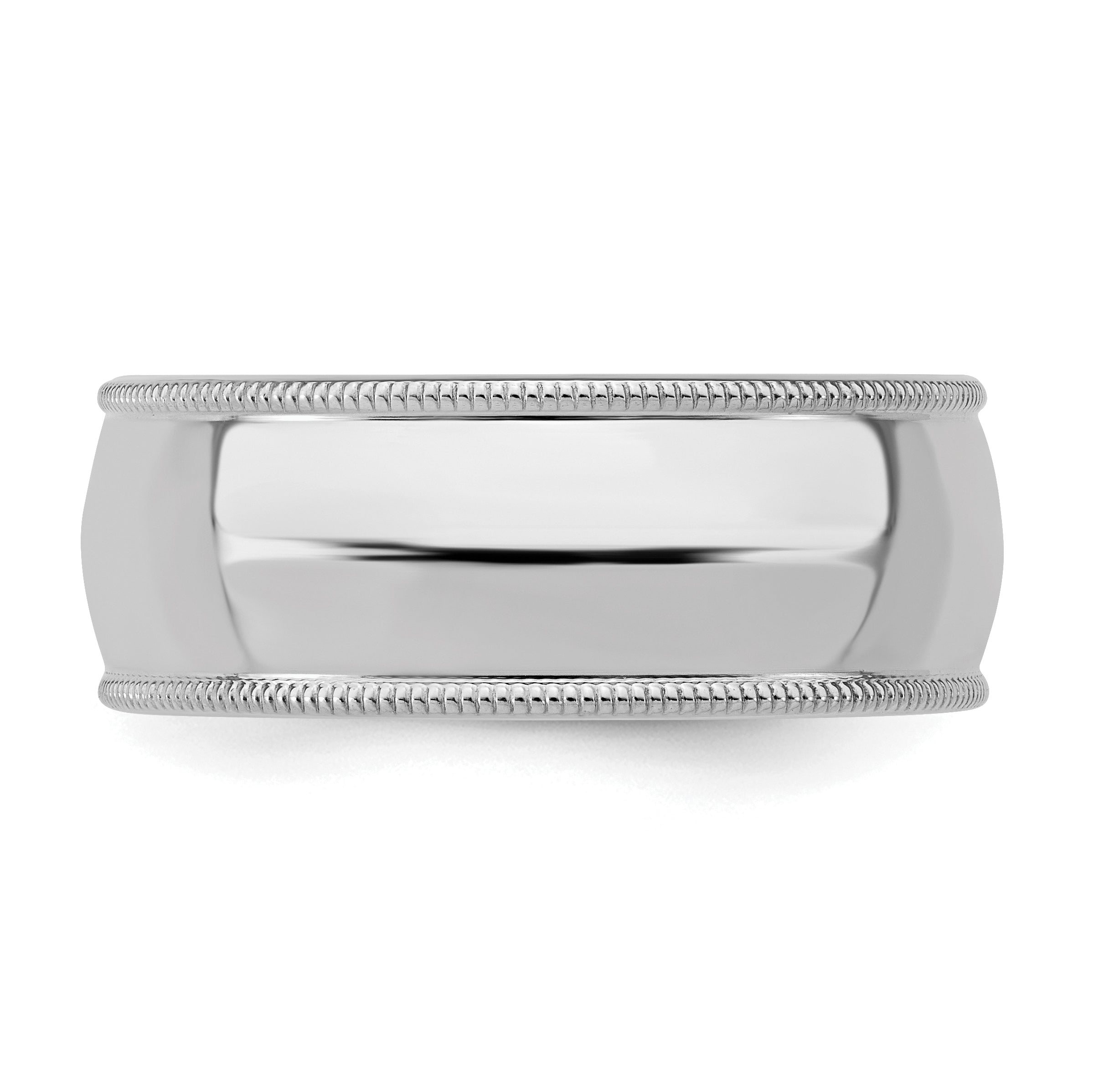 Sterling Silver Rhodium-plated 8mm Comfort Fit Milgrain Size 13.5 Band