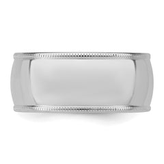 Sterling Silver Rhodium-plated 9mm Comfort Fit Milgrain Size 13.5 Band