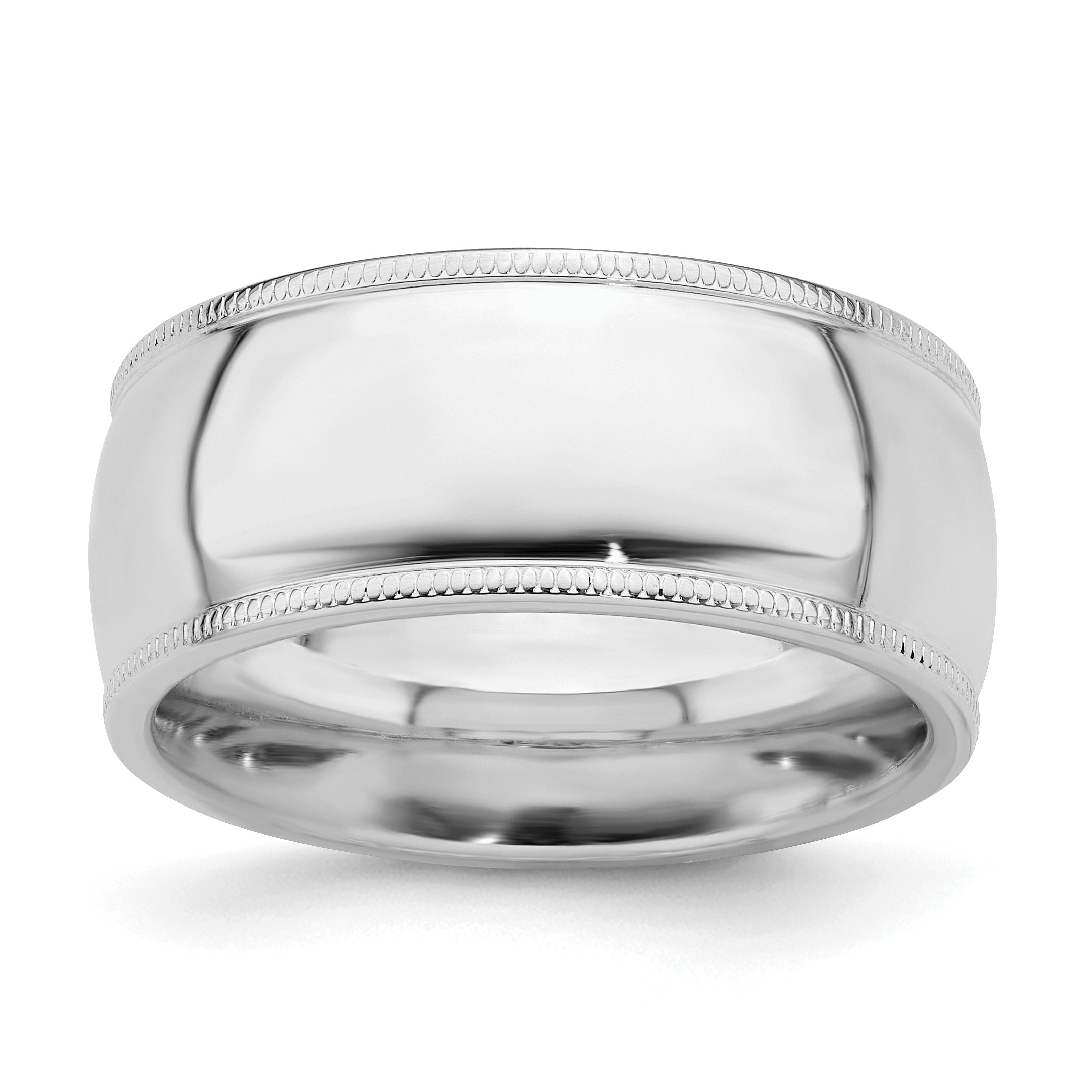 Sterling Silver Rhodium-plated 9mm Comfort Fit Milgrain Band Main image