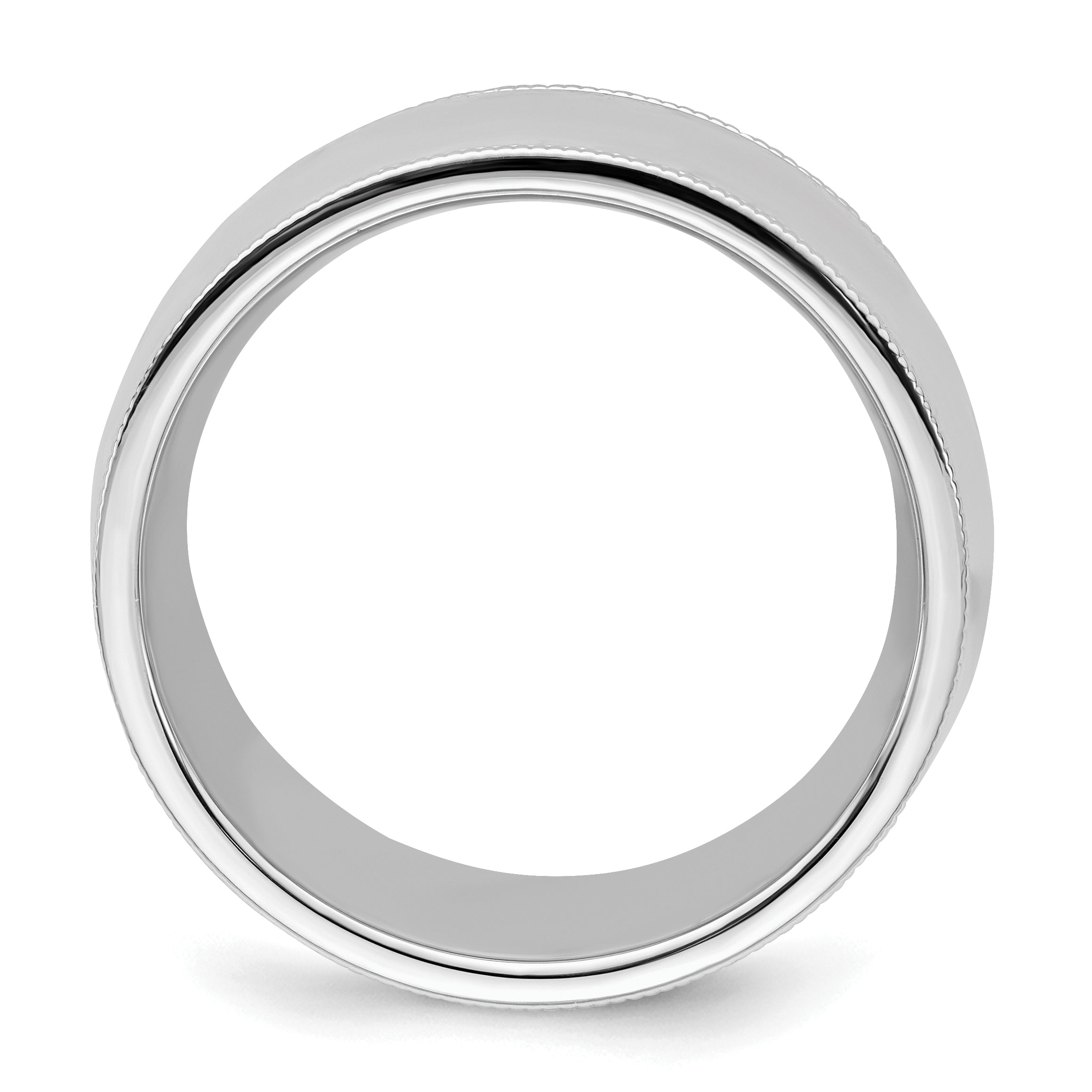 Sterling Silver Rhodium-plated 10mm Comfort Fit Milgrain Size 4 Band Secondary image