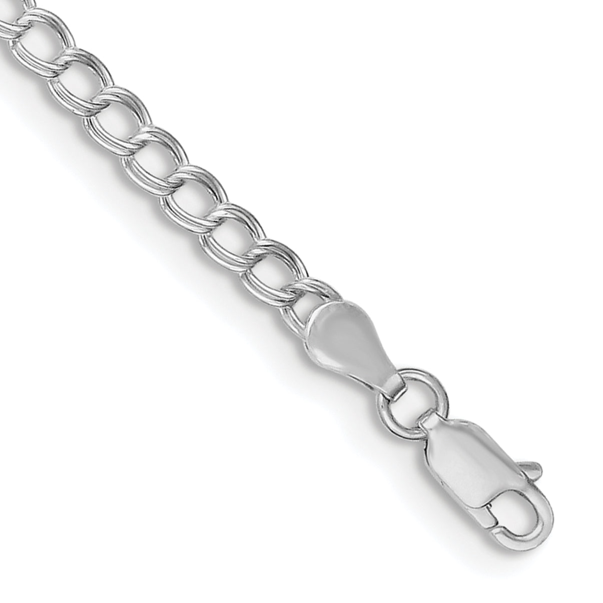 Sterling Silver 3.5mm Solid Double Link Charm Bracelet Main image