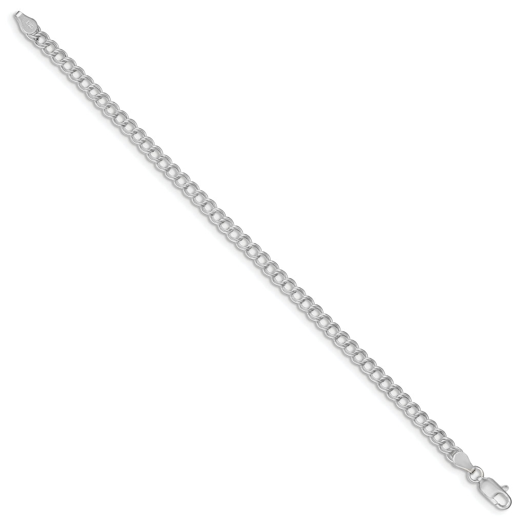 Sterling Silver 4.25mm Solid Double Link 6 inch Charm Bracelet