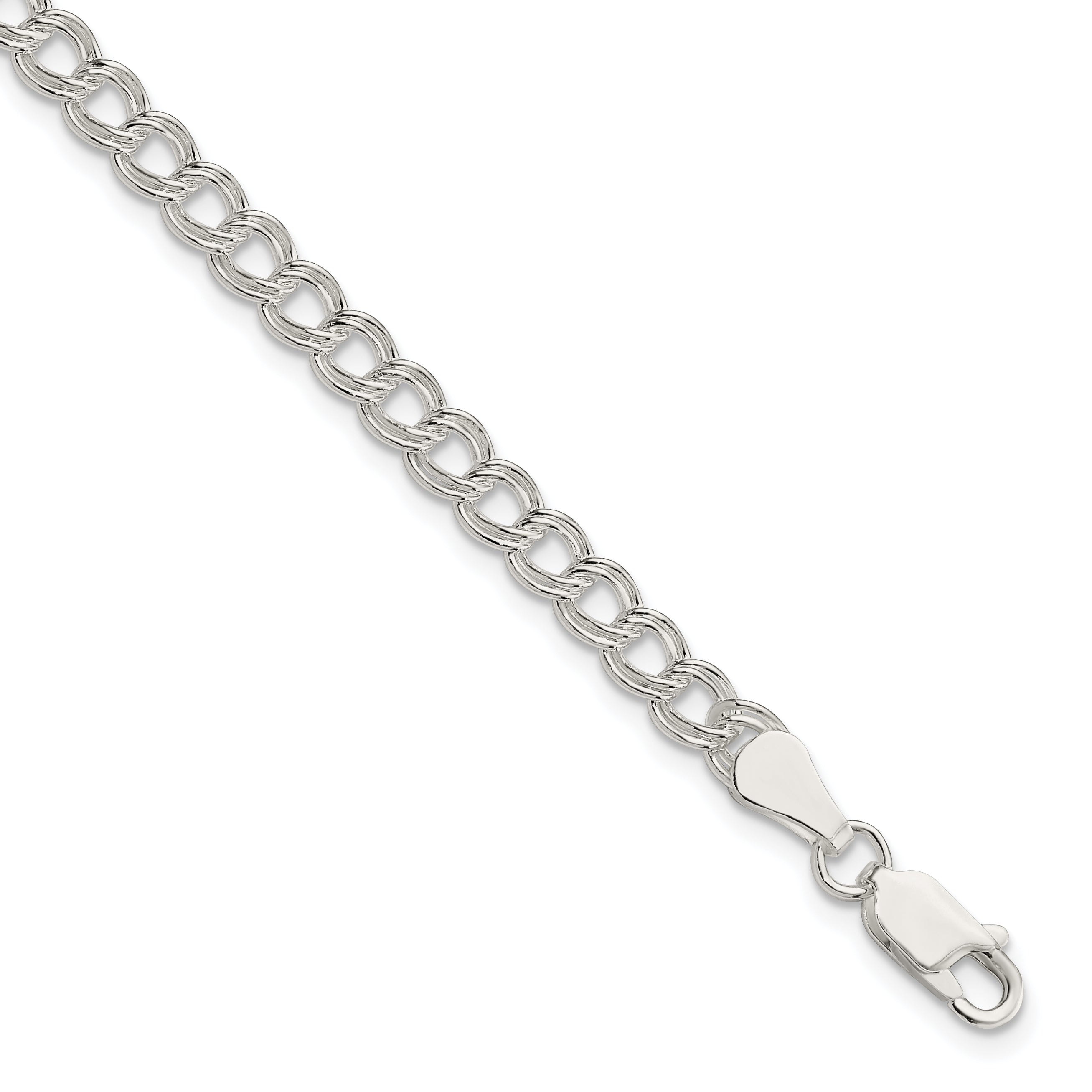 Double Link Charm Bracelet in Sterling Silver, 5mm Secondary image