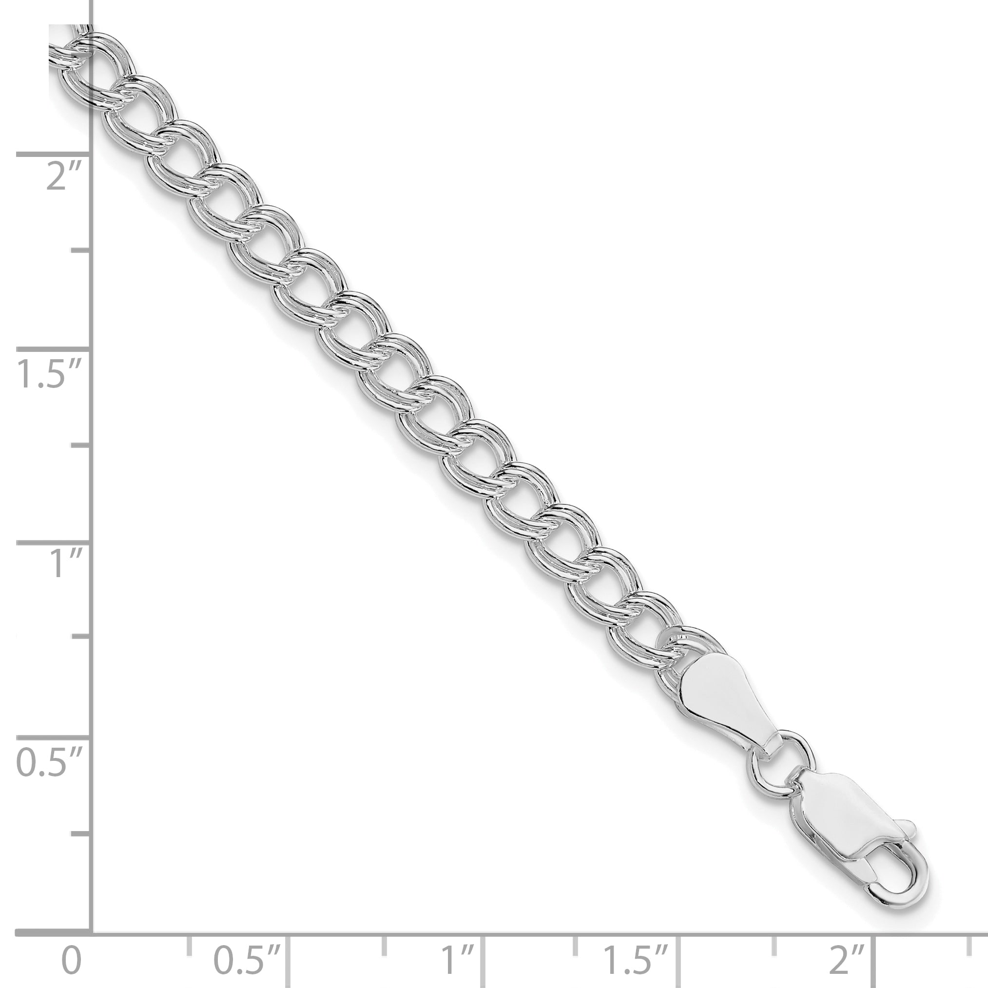 Sterling Silver Rhodium-plated 5mm Double Link Charm Bracelet