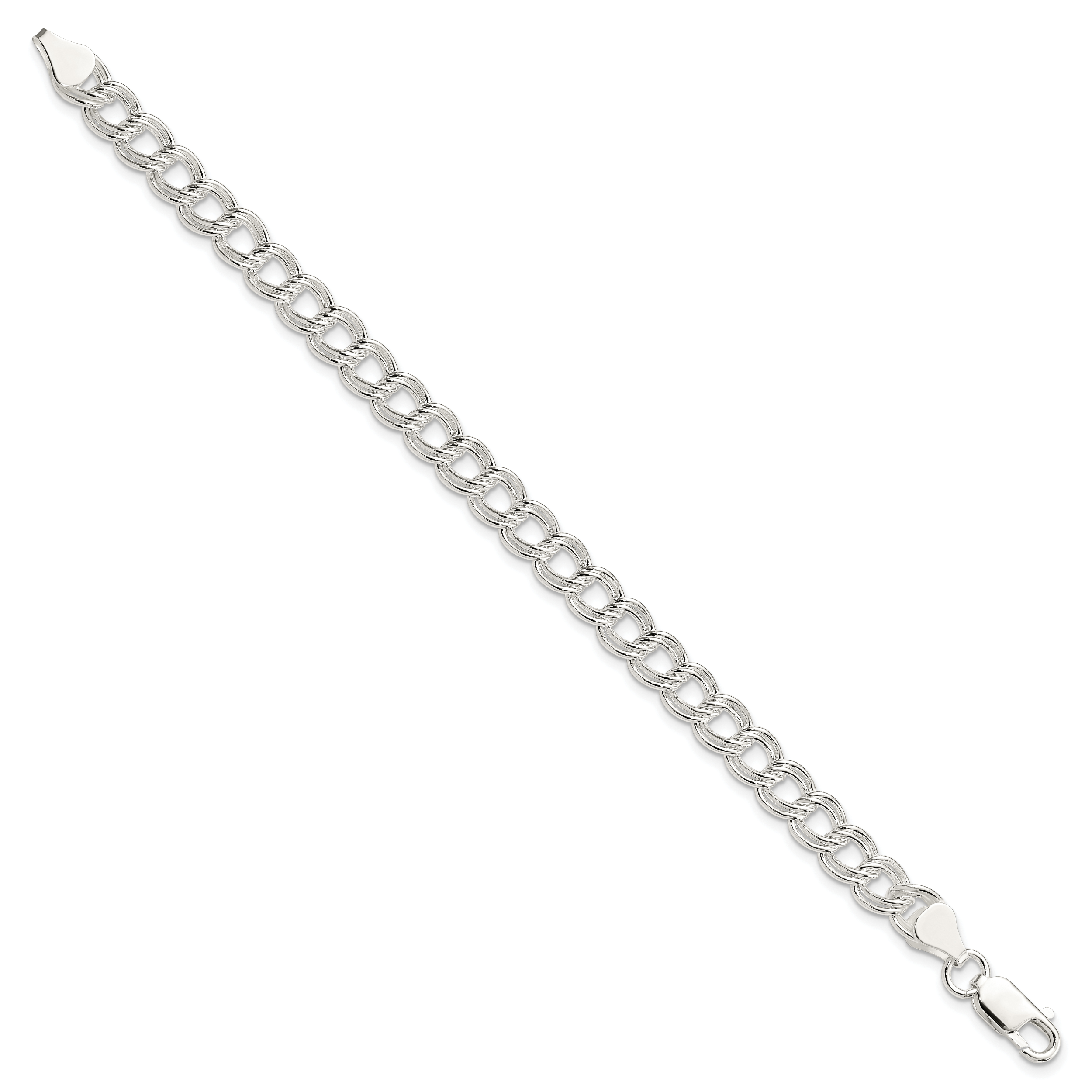 Sterling Silver 7mm Double Link Charm Bracelet Secondary image