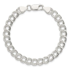 Sterling Silver 7mm Solid Double Link 6 inch Charm Bracelet