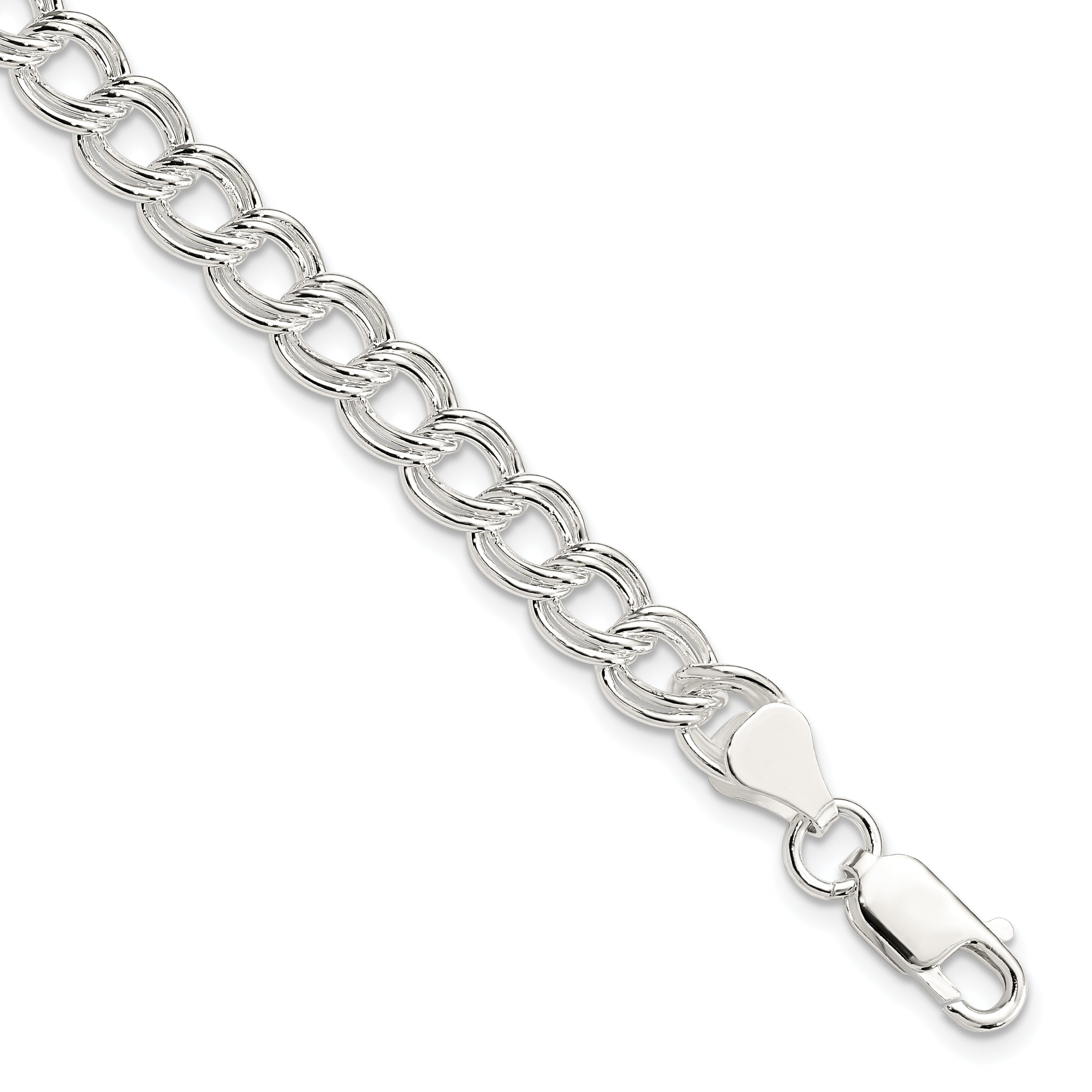 Sterling Silver 7mm Double Link Charm Bracelet Main image
