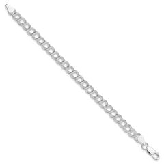 Sterling Silver Rhodium-plated 7mm Double Link Charm Bracelet