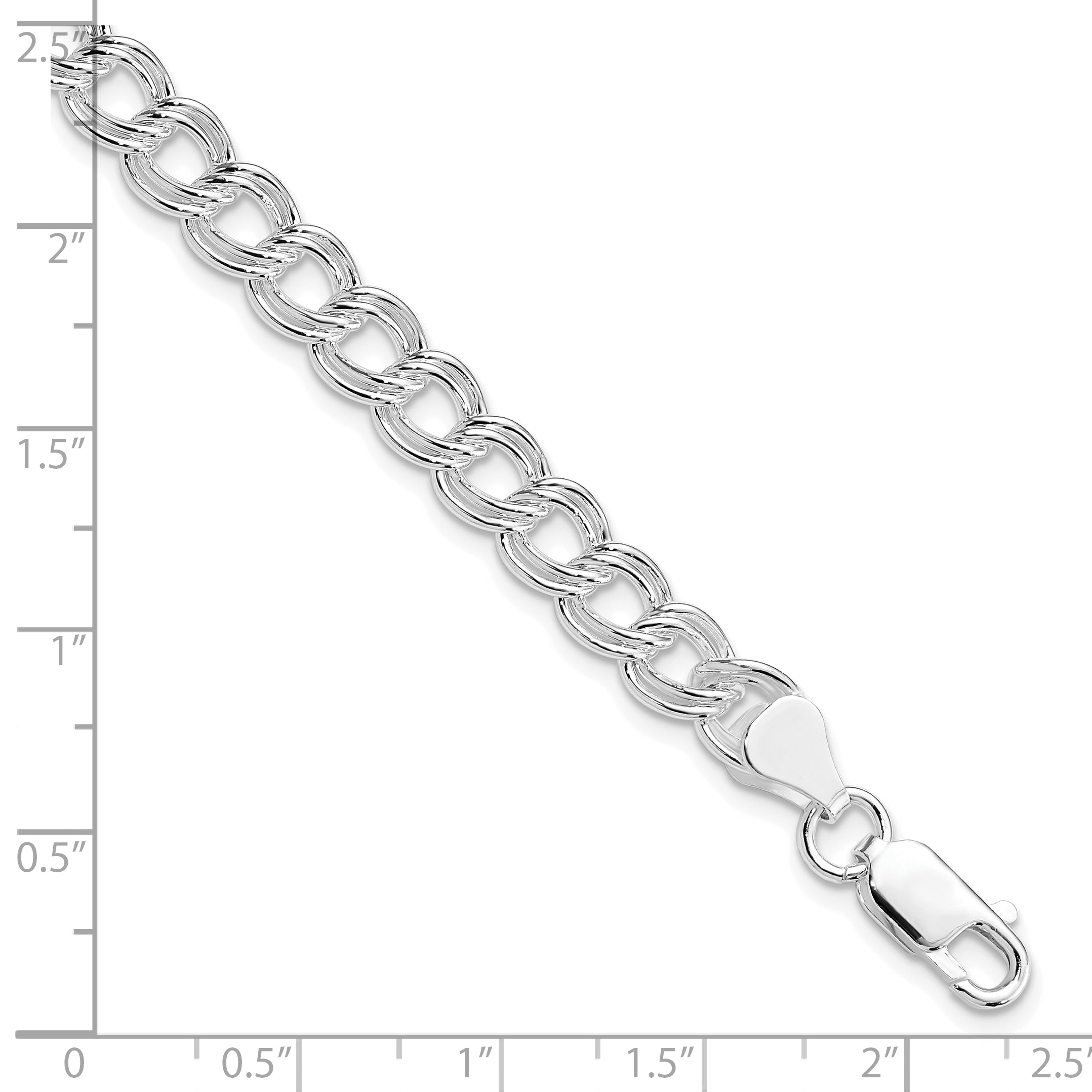 Sterling Silver Rhodium-plated 7mm Double Link Charm Bracelet