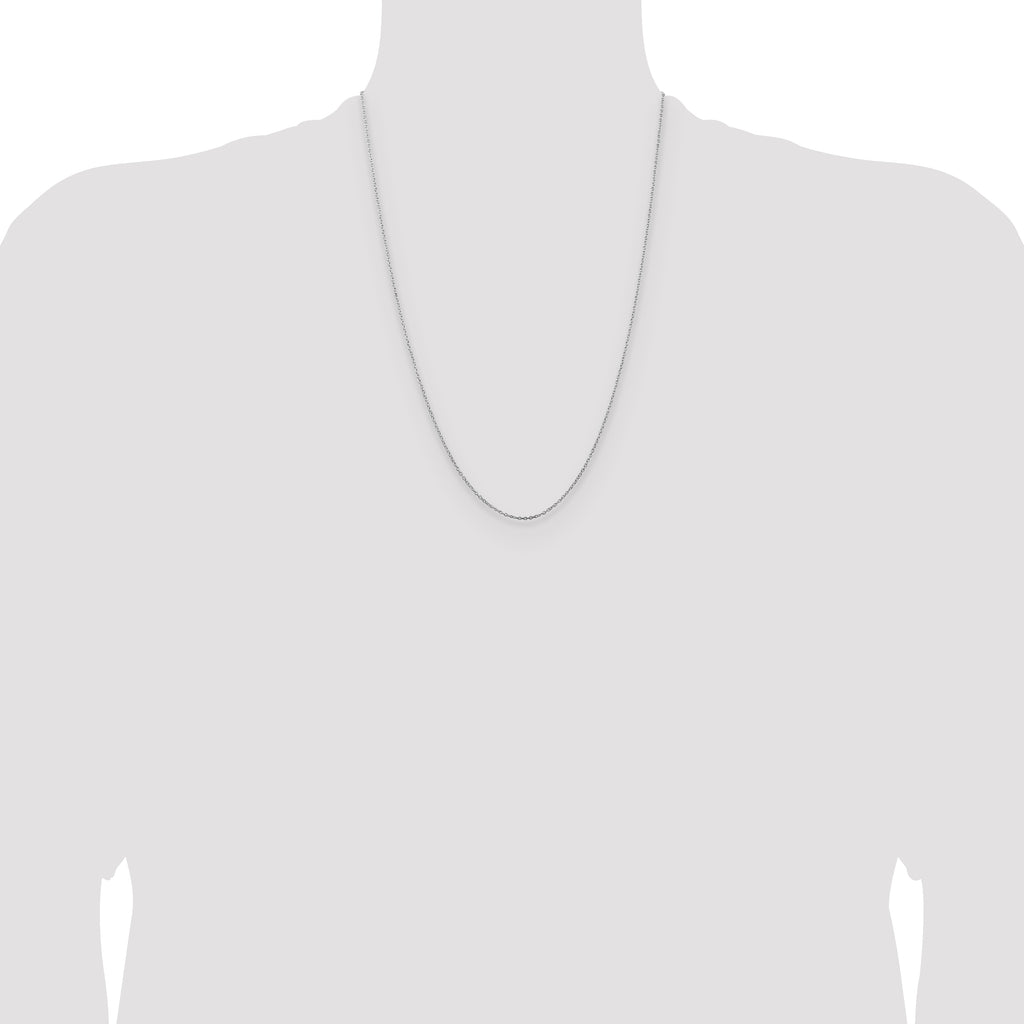 Sterling Silver Rhodium-plated 1mm Cable Chain Anklet