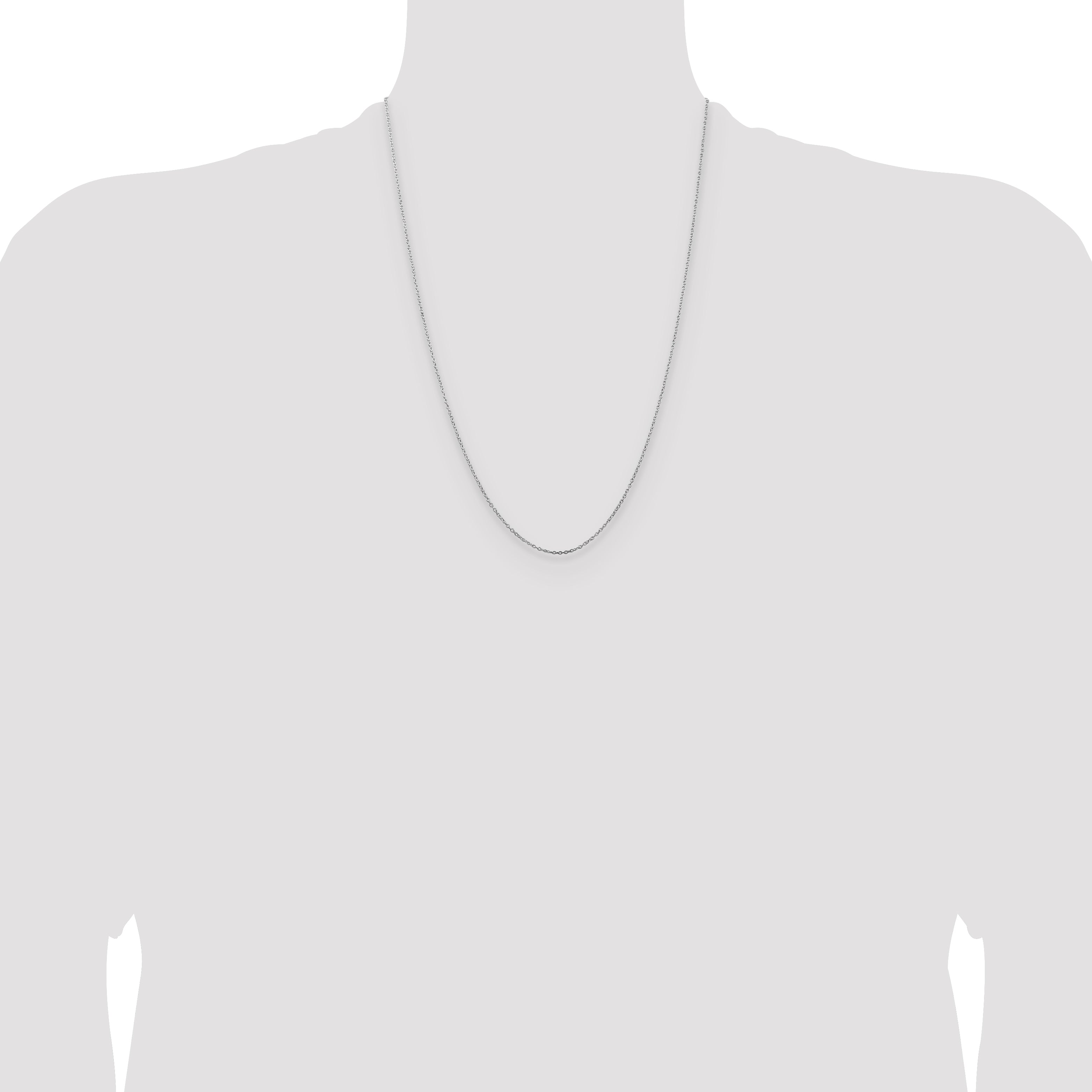 Sterling Silver Rhodium-plated 1mm Cable Chain Anklet
