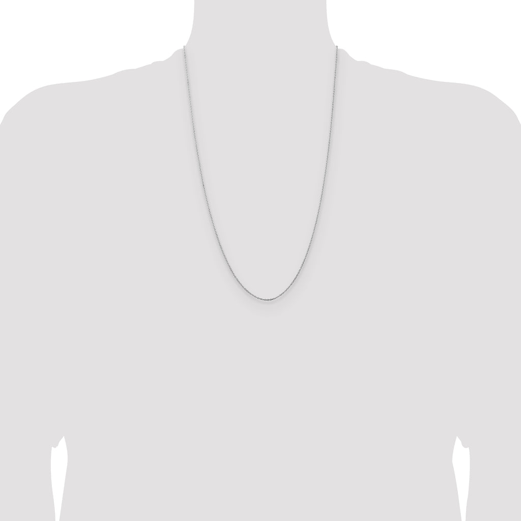Sterling Silver Rhodium-plated 1mm Cable Chain Anklet