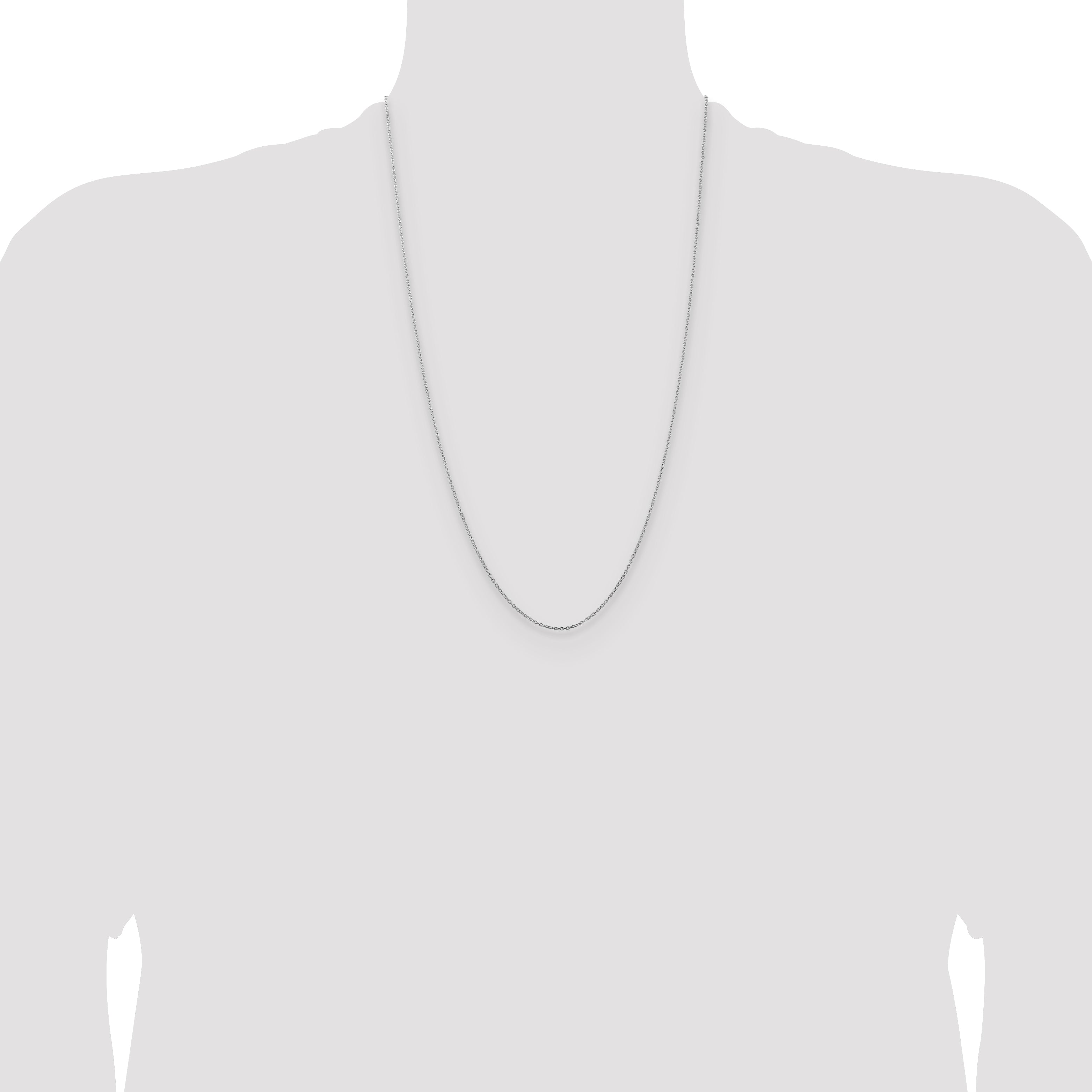 Sterling Silver Rhodium-plated 1mm Cable Chain Anklet