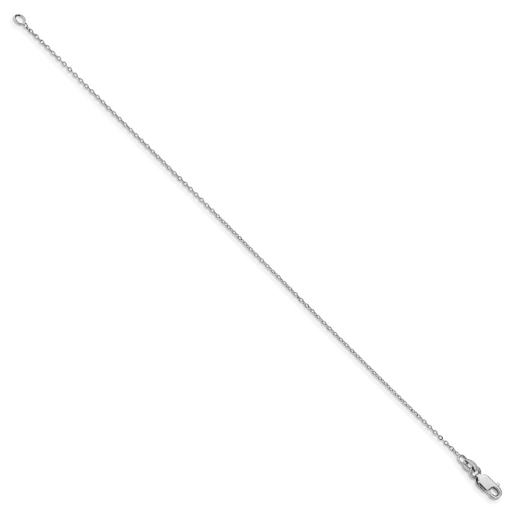 Sterling Silver Rhodium-plated 1mm Cable Chain Anklet