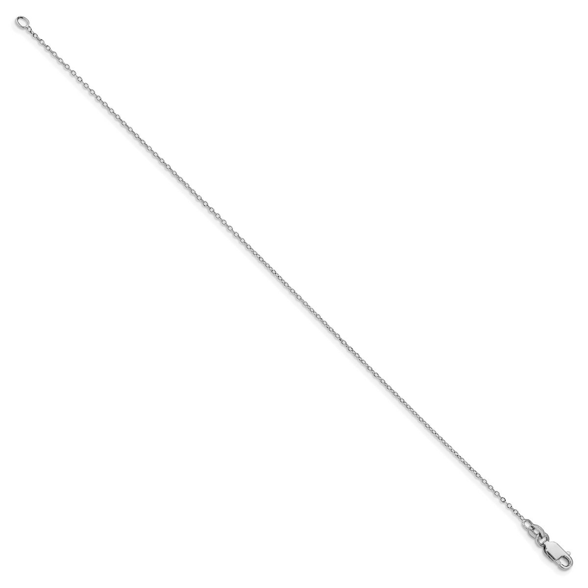 Sterling Silver Rhodium-plated 1mm Cable Chain Anklet