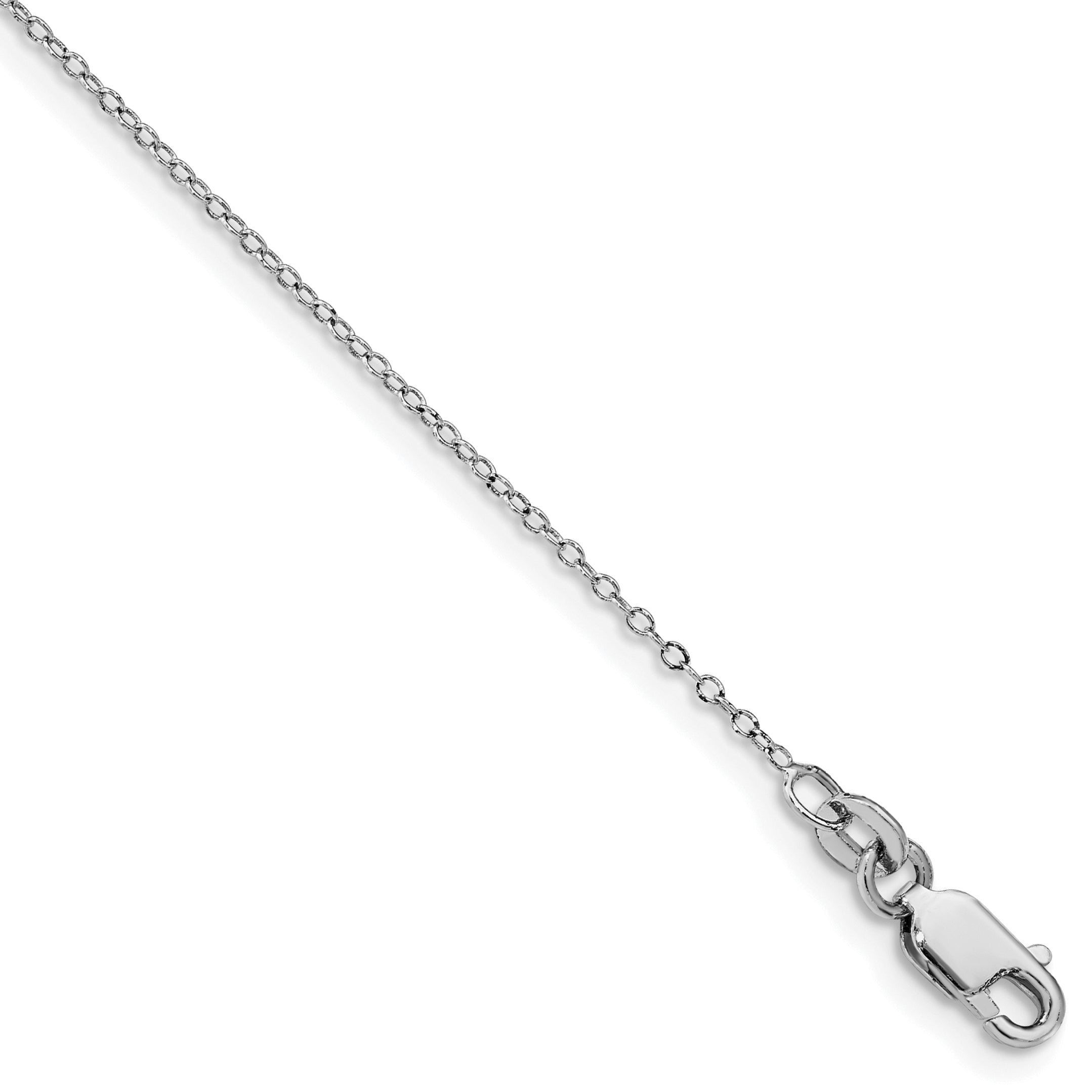 Sterling Silver Rhodium-plated 1mm Cable Chain Anklet Main image