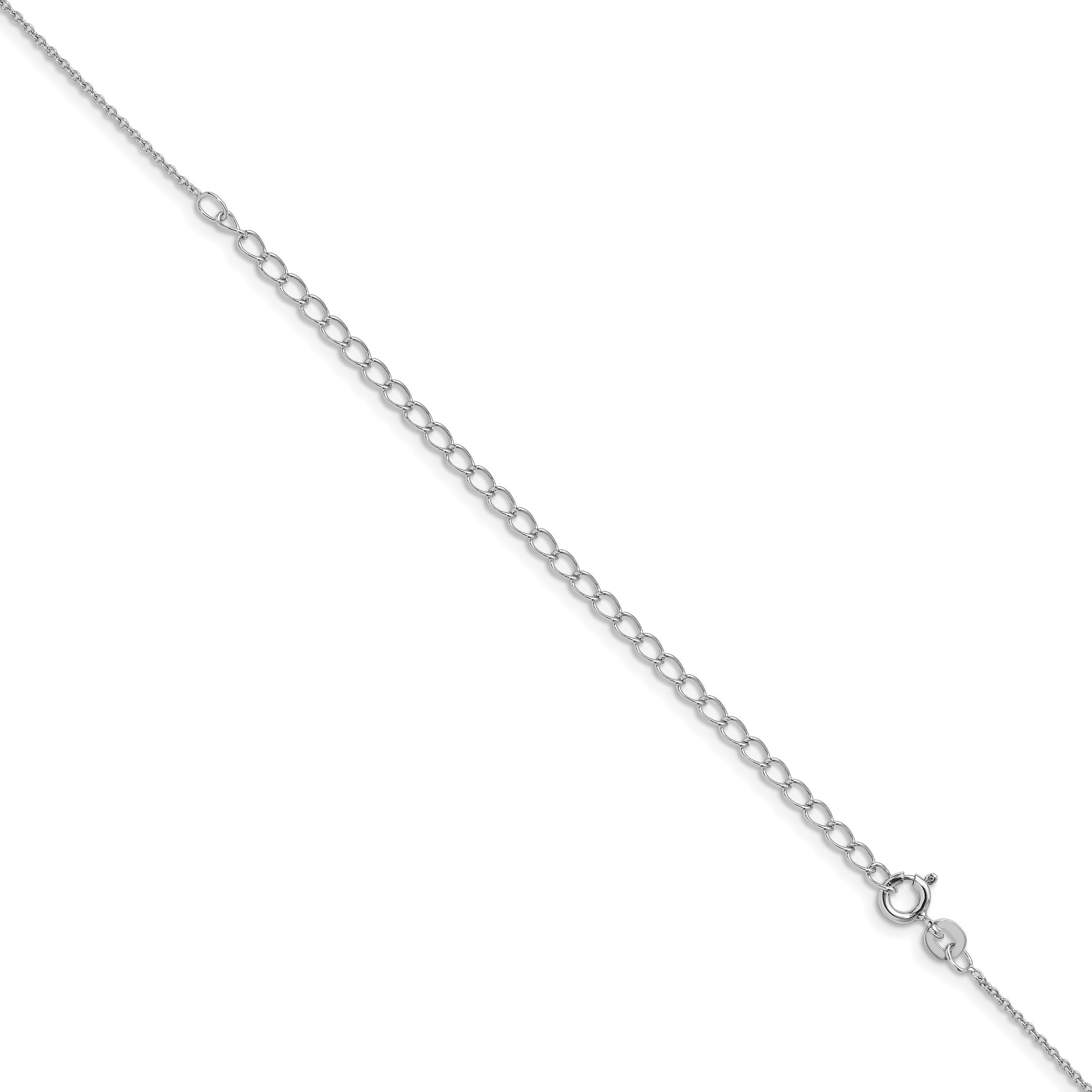 Sterling Silver Rhodium-plated 1mm Cable Chain w/ ext.