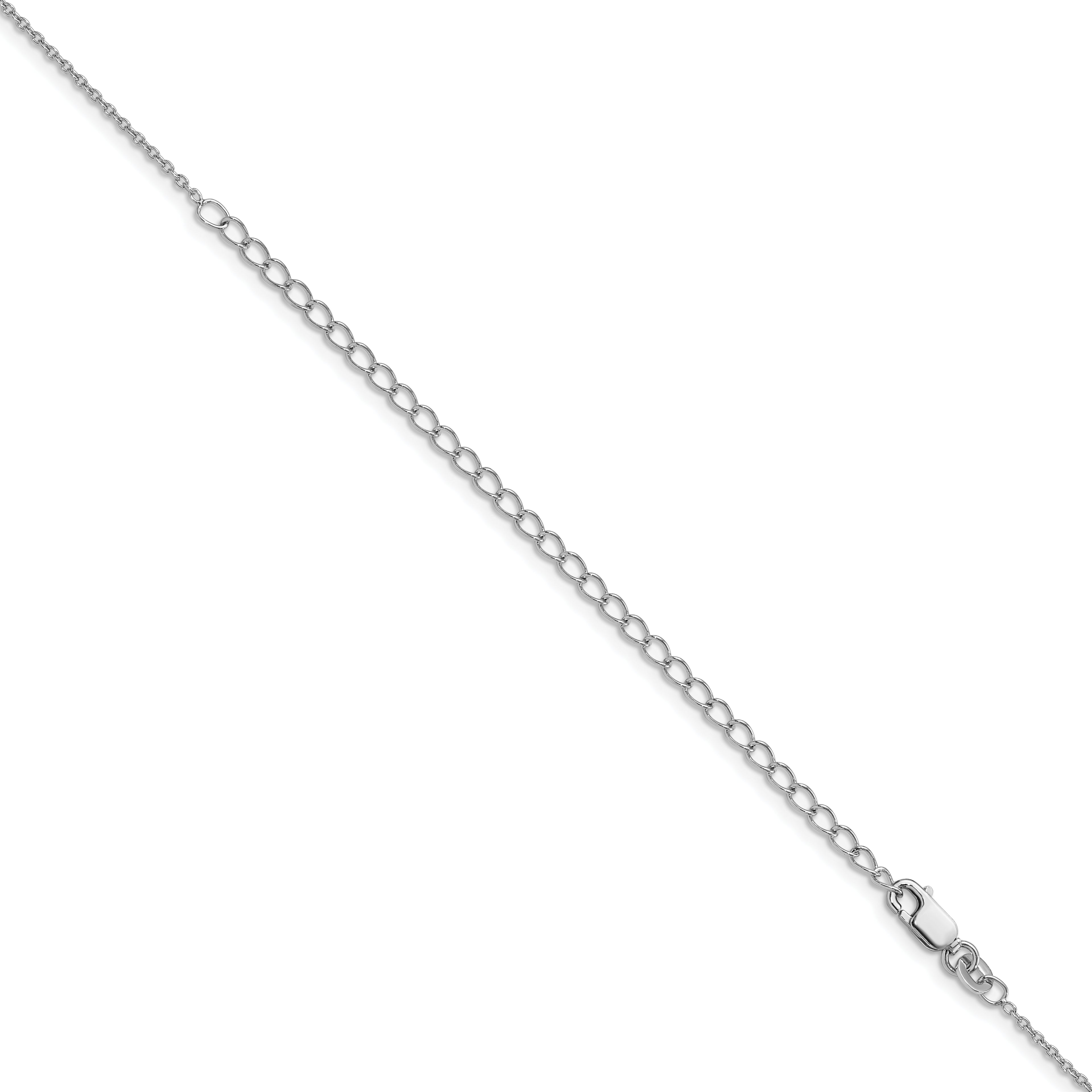 Sterling Silver Rhodium-plated 1.25mm Cable Chain with a extention