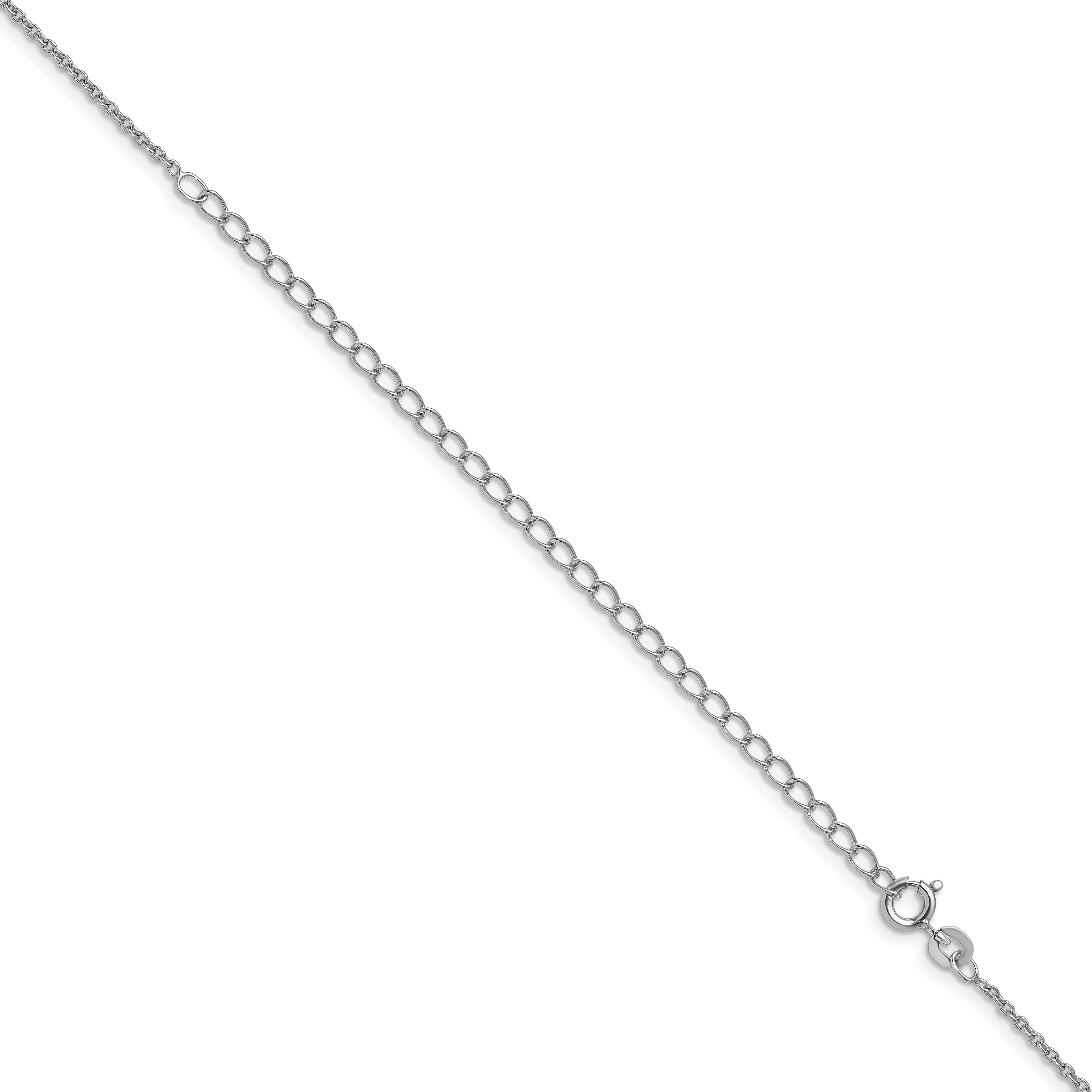 Sterling Silver Rhodium-plated 1.5mm Cable Chain w/ ext.