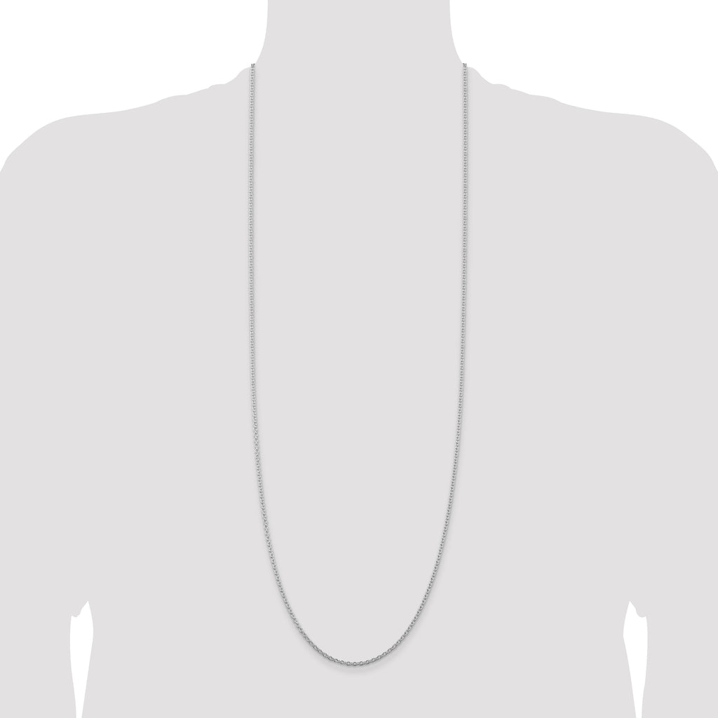 Sterling Silver Rhodium-plated 2.25mm Cable Chain
