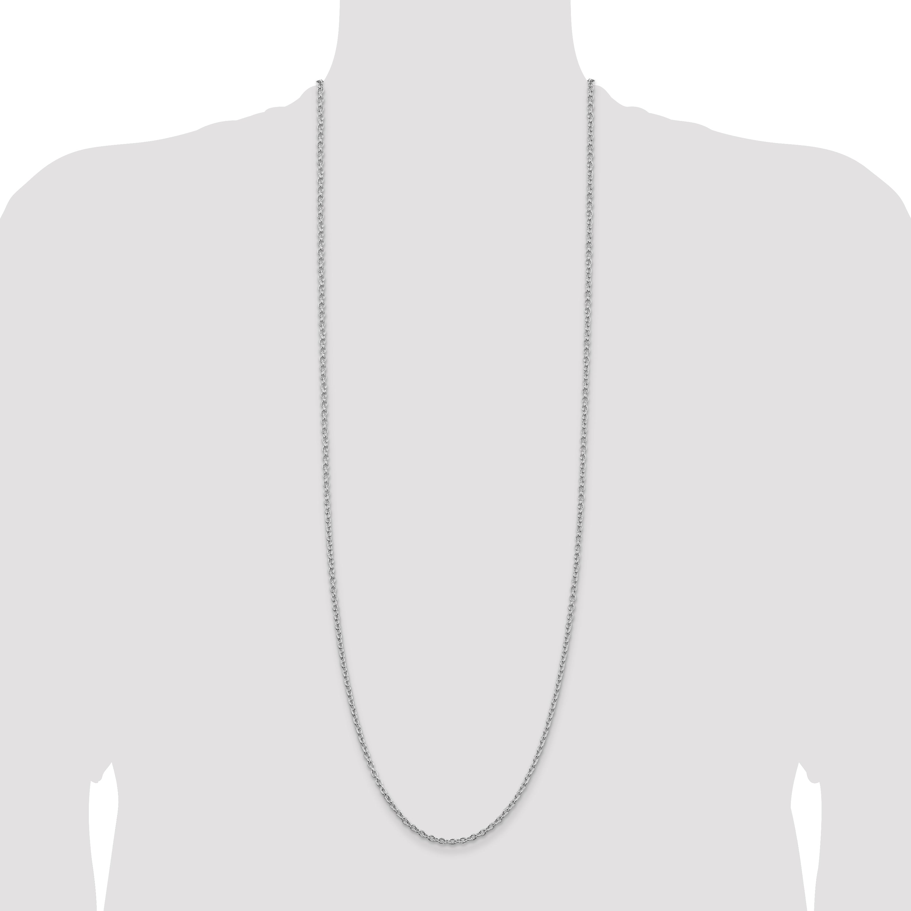 Sterling Silver Rhodium-plated 2.75mm Cable Chain
