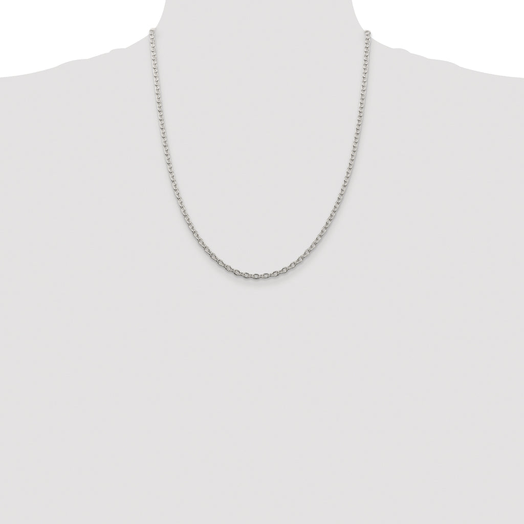 Sterling Silver Rhodium-plated 3.5mm Cable Chain