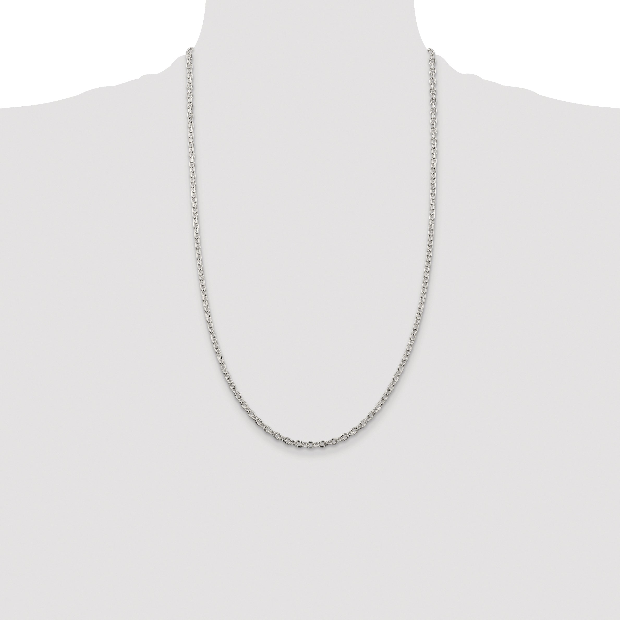 Sterling Silver Rhodium-plated 3.5mm Cable Chain