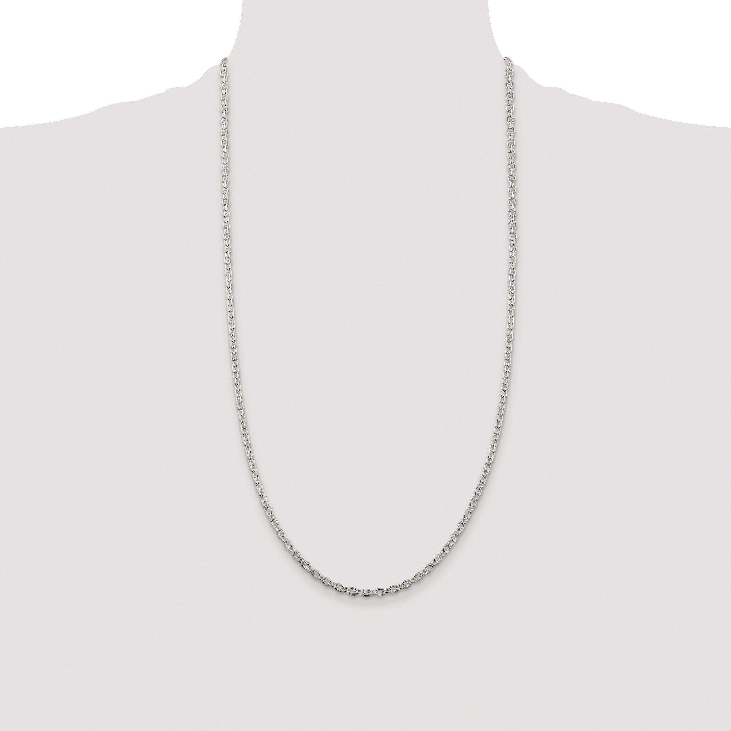 Sterling Silver Rhodium-plated 3.5mm Cable Chain