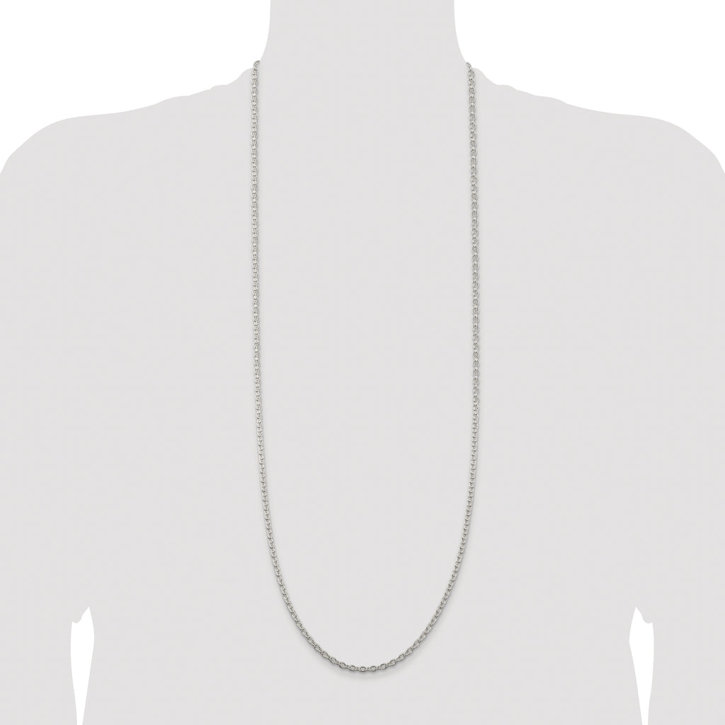 Sterling Silver Rhodium-plated 3.5mm Cable Chain