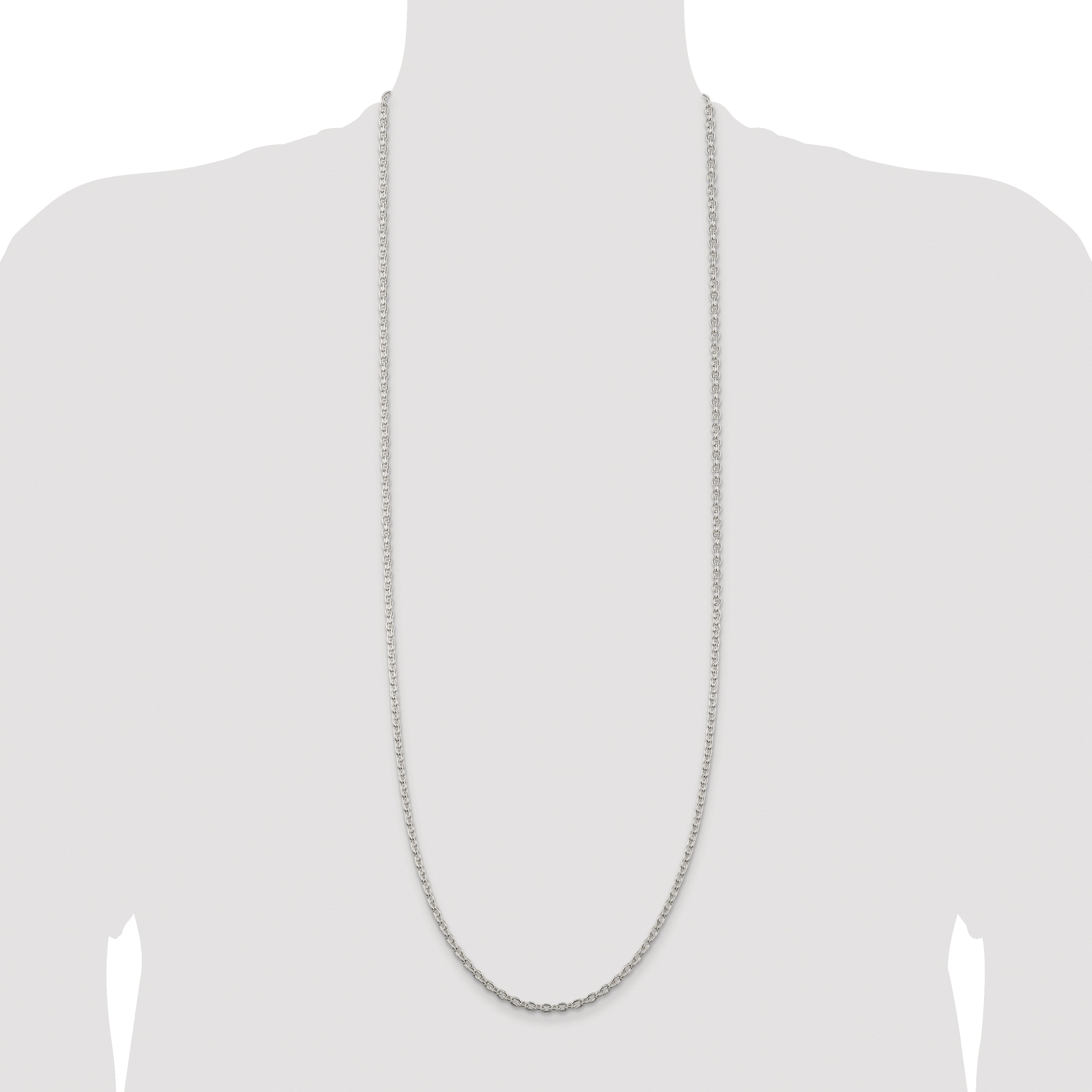 Sterling Silver Rhodium-plated 3.5mm Cable Chain